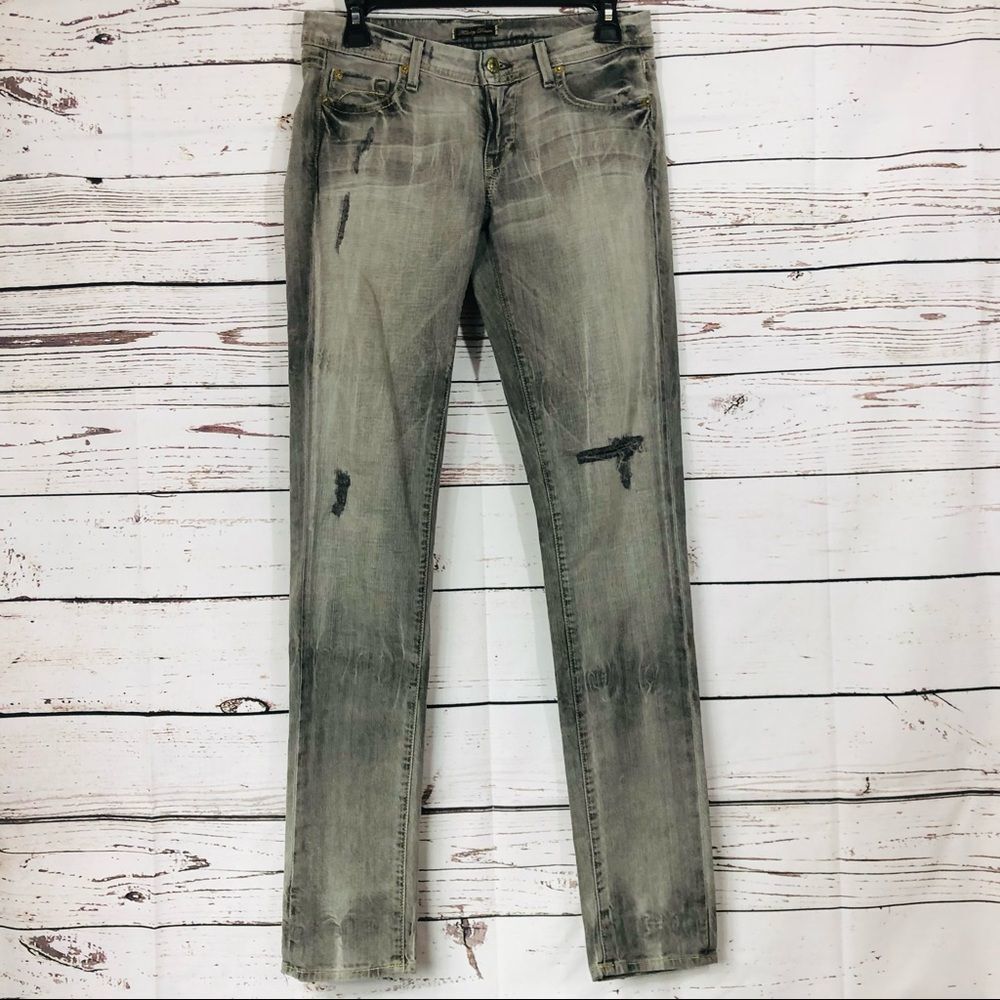 Fidelity Denim Grey Distressed Vintage Grey Skinny Jeans Scoop 26